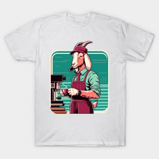 70s goat barista making a coffee T-Shirt